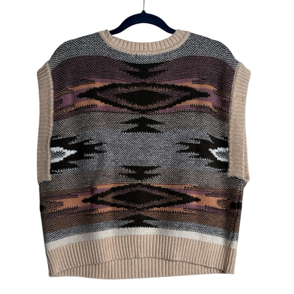 A.N.A Multicolor Patterned Crew Neck Sweater Vest… - image 1